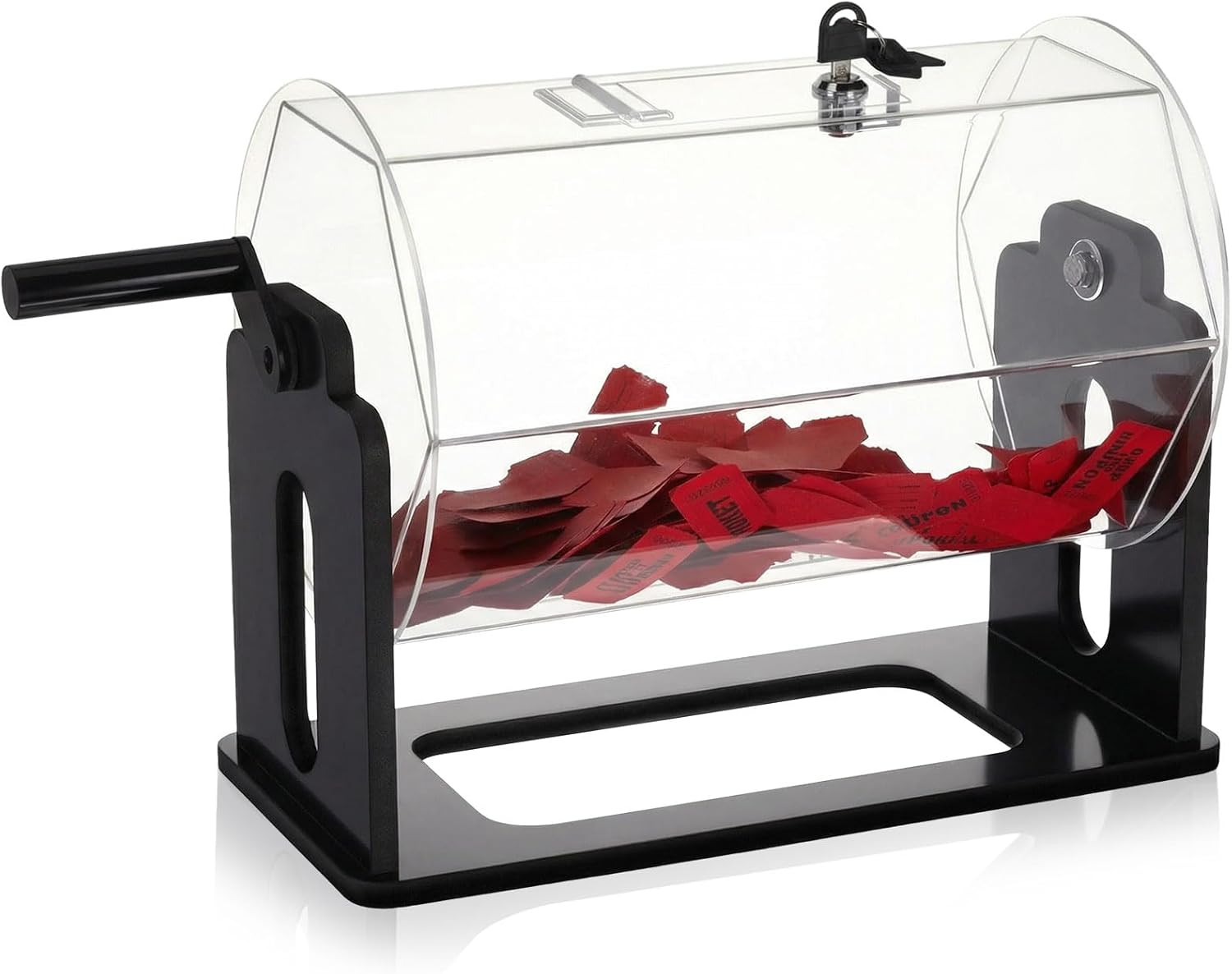 Clear Acrylic Raffle Drum with Shaking Hand - Hexagon Ticket Spinner Box
