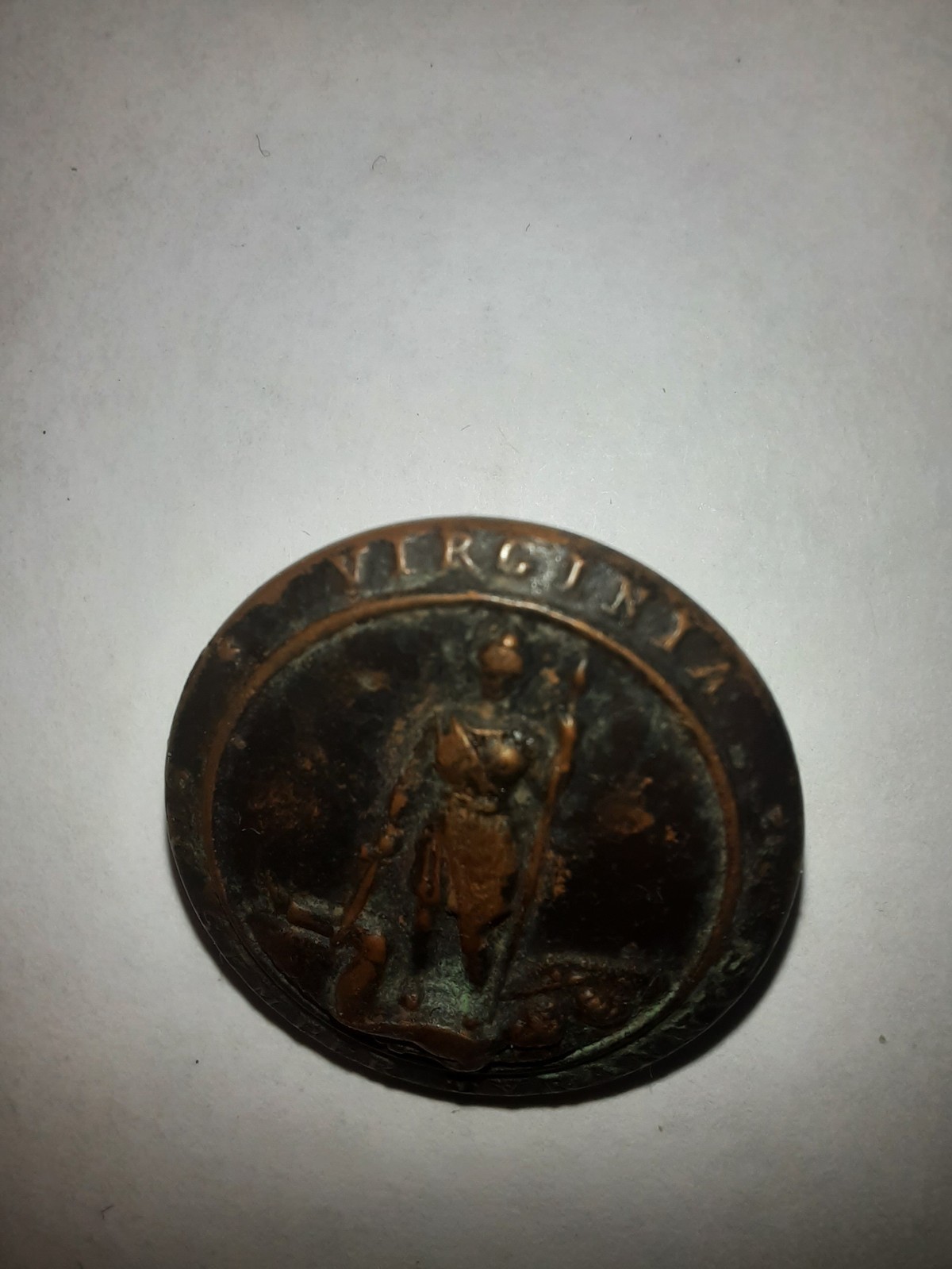 American civil war era antique Virginia button semper tyrannis.