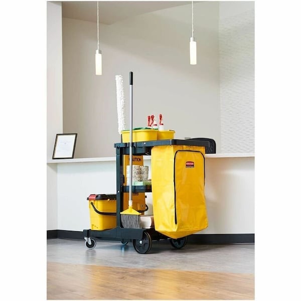 Rubbermaid Commercial Fg617388bla Janitor Cleaning Cart With Zip Bag, 24 Gal