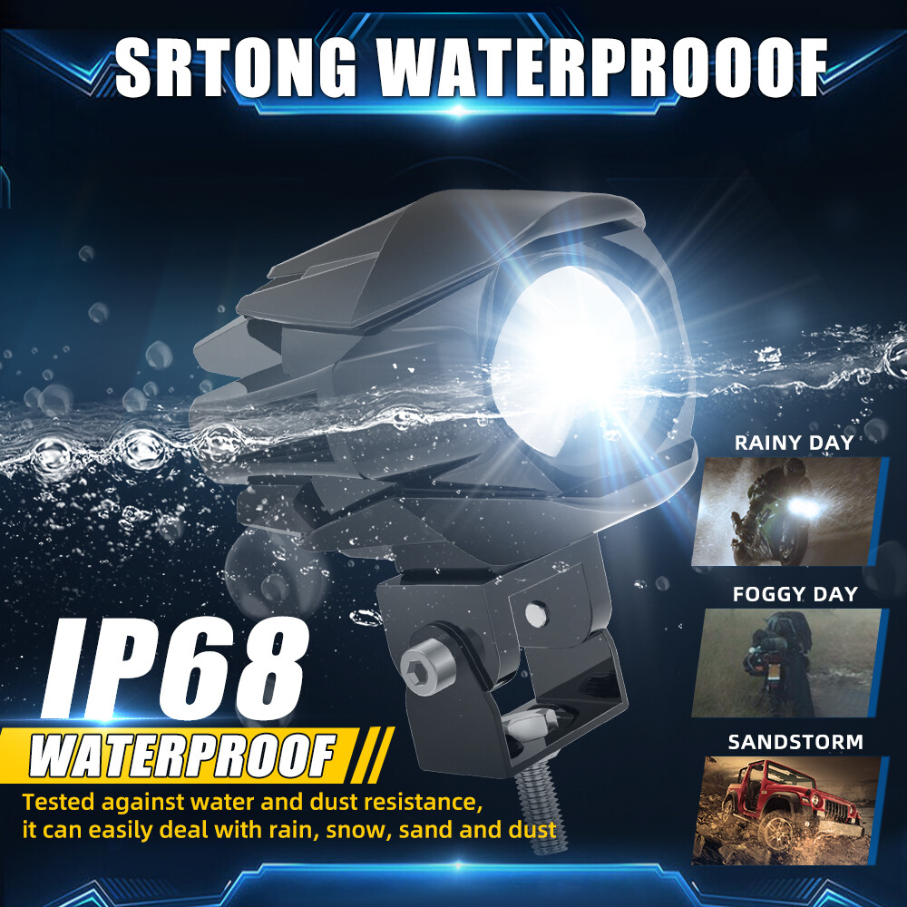 2x LED Spot Light Auxiliary Motorcycle Headlight Driving Fog Lamp Yellow+White