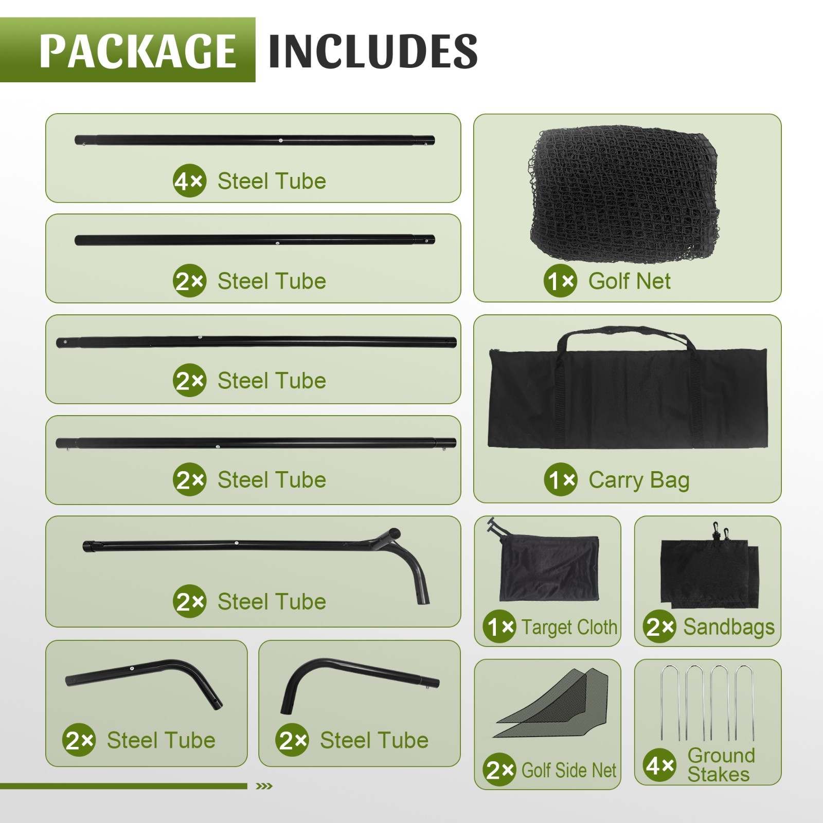 10x7.5 ft Golf Practice Hitting Net with Frame, Netting, Target and Accessories