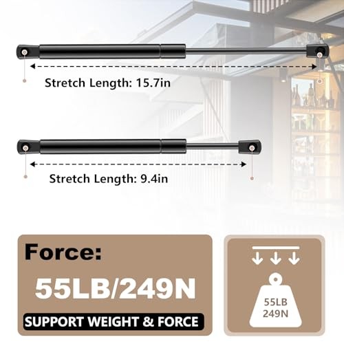 Gas Struts 16In Gas Struts Spring for RV Bed, 55Lb/249N Gas Prop Shocks Lift