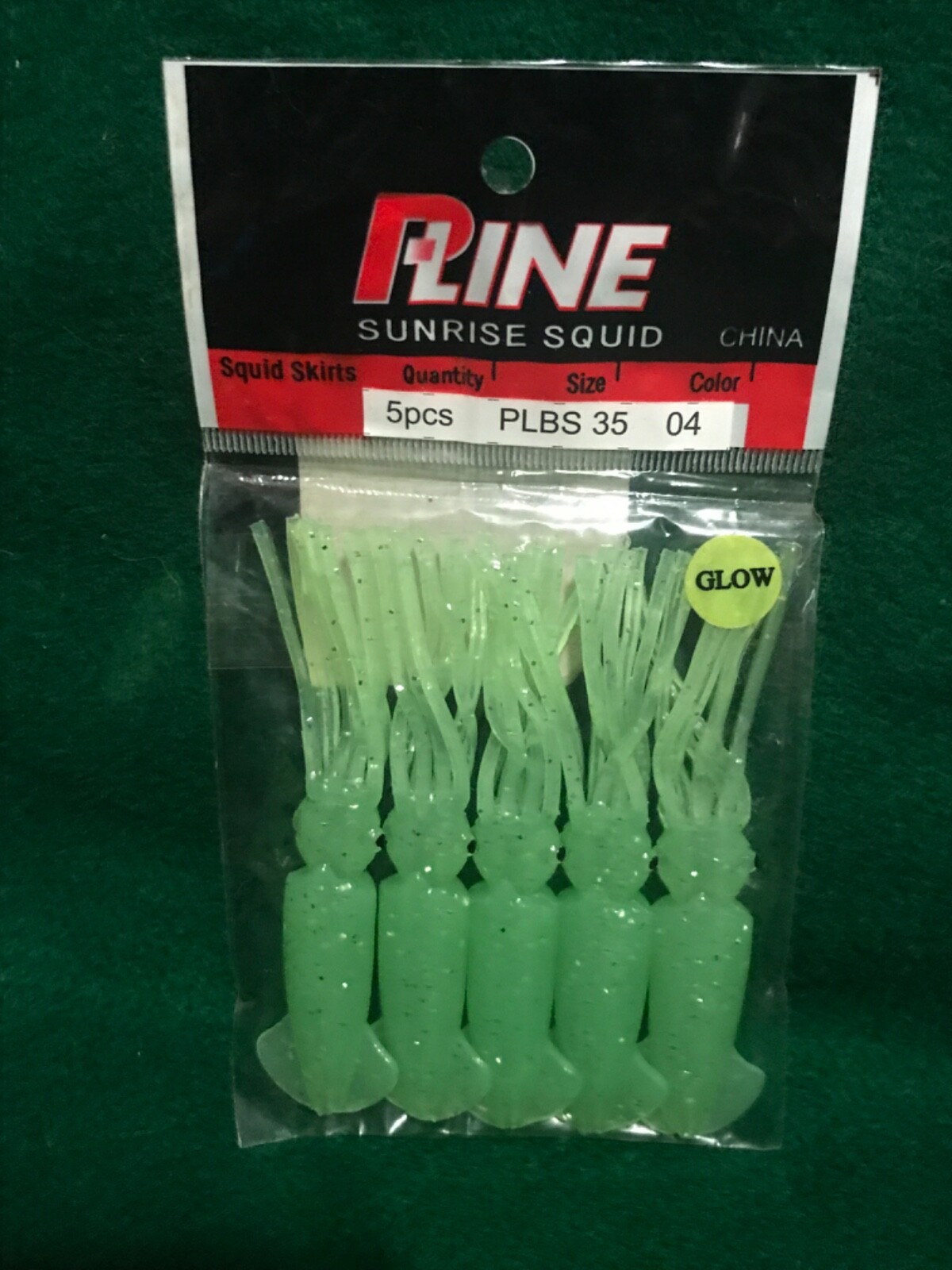 4 NEW 5 Packs P-Line Sunrise Squid skirts 3-1/2" Mixed glow & red black yellow