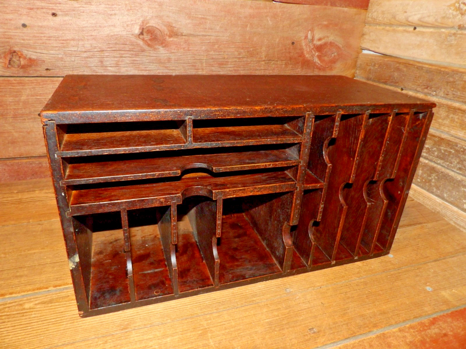 Vintage RARE Wood File Cabinet Desktop Document Organizer Storage Chest, Mail