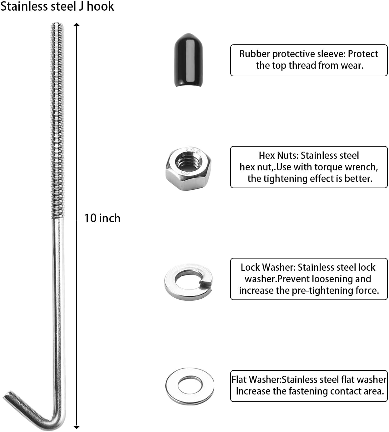 Aluminum Car Battery Hold Tie Down Bracket Mount Kit + 10'' J-Hooks Bolts
