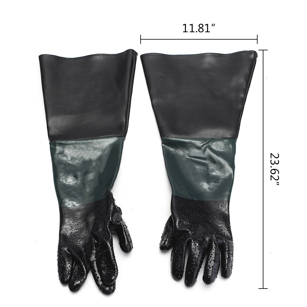 2Pairs 24"Rubber Sand Blast Sandblasting Gloves Protective For Sandblast Cabinet