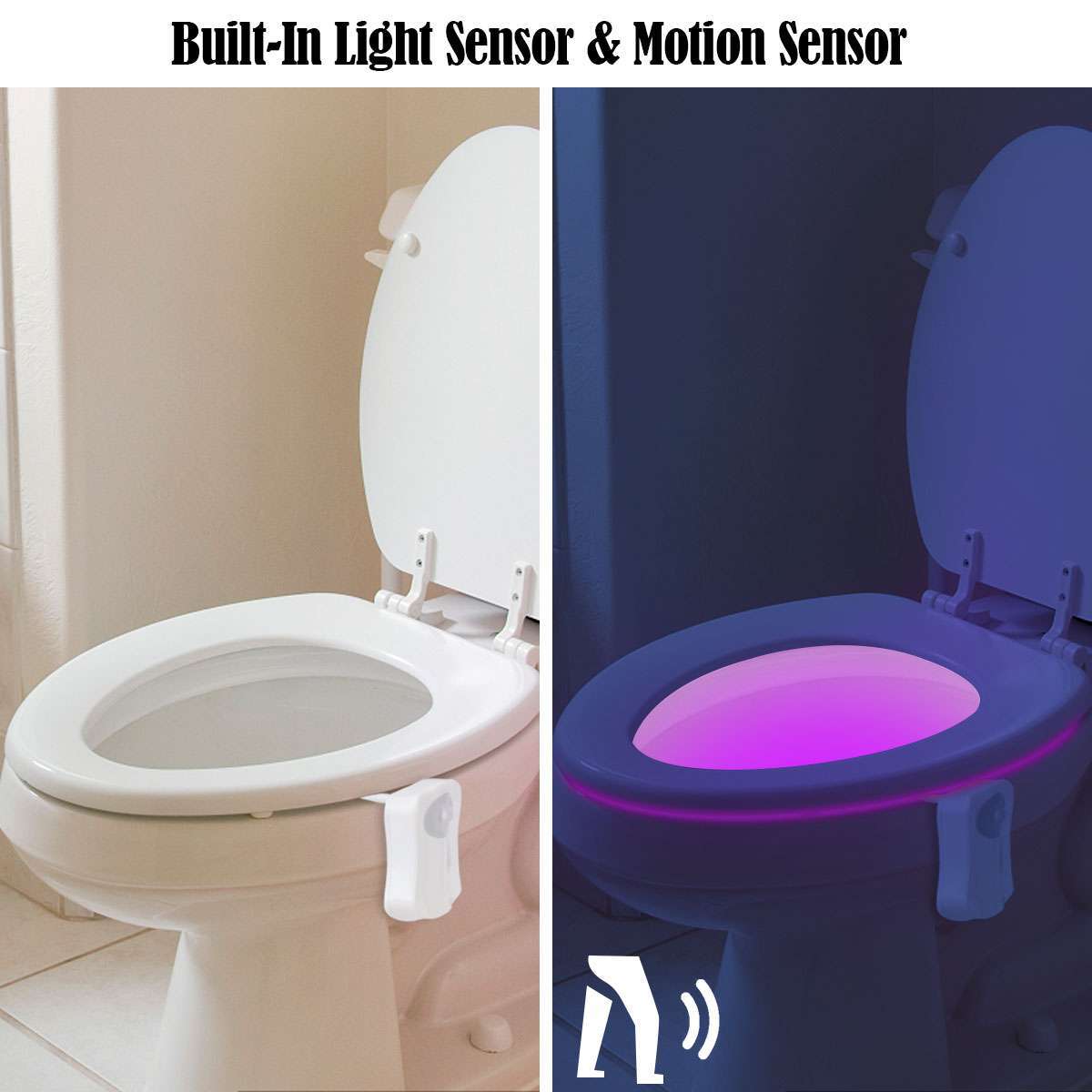 4Pcs 16 Color LED Toilet Night Light Motion Activated Sensor Bathroom Bowl Seat