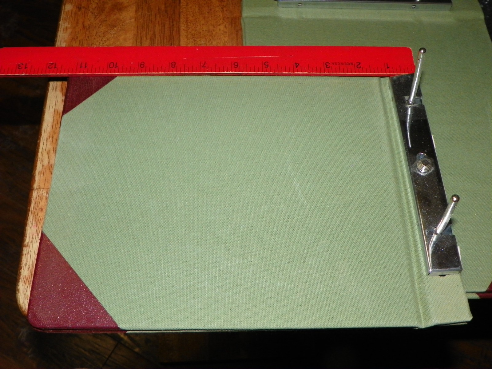 Lot of 2 Wilson Jones 278-27 Sectional Post Binder Canvas 11 x 8.5 GREEN 3" capa