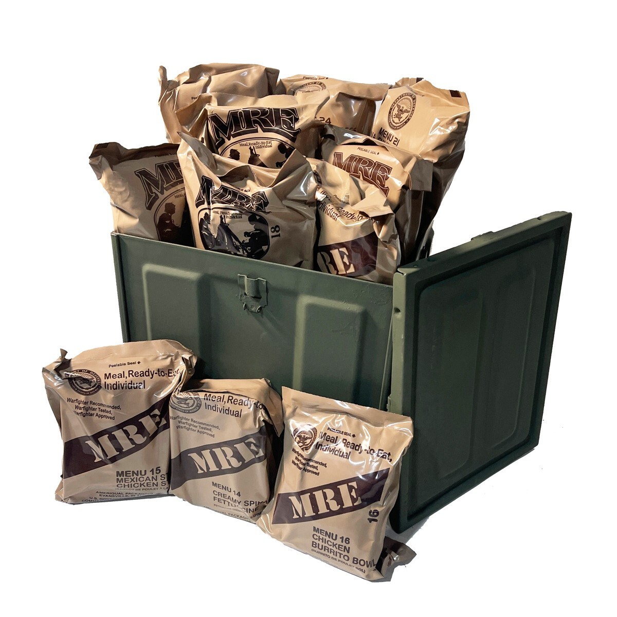 Ammo Can Storage Military Fuze Ammo - Renewed and Insp 2025 MRE Combo B Case