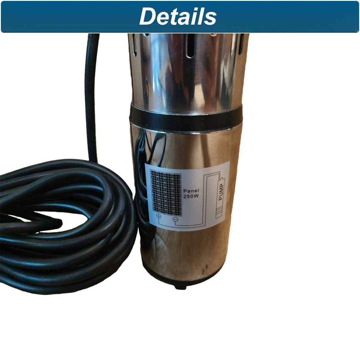 DC 24V 3'' Solar Deep Well Pump Water Pump 2300L/h Stainless Steel Submersible