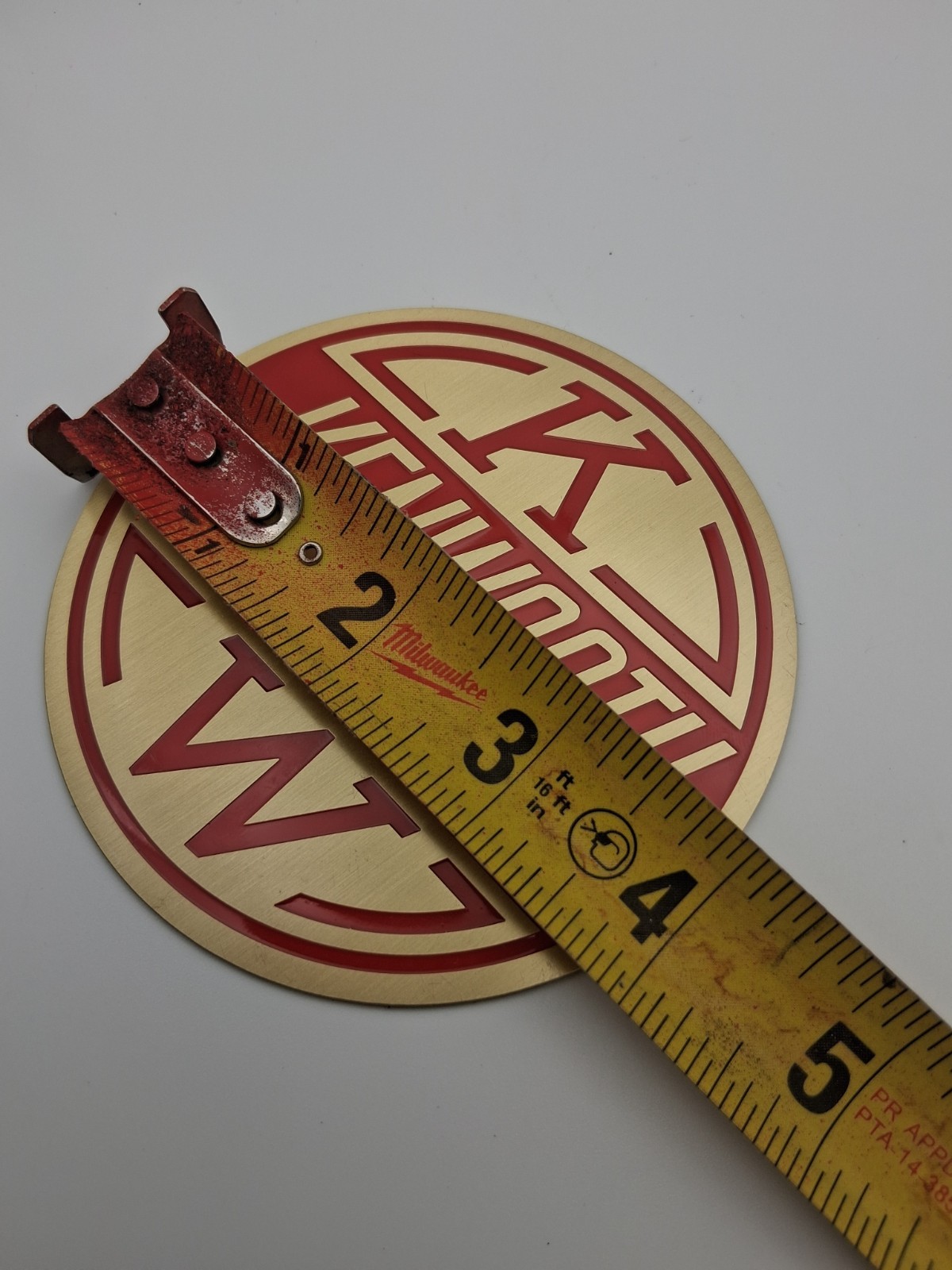 Vintage Kenworth KW Hood Emblem Badge 4" Brass Red Enamel W900 K100 1960s-70s