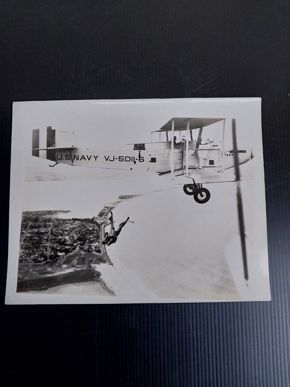 Parachutist over N.A.S. San Diego from Martin T3M-2 c 1928