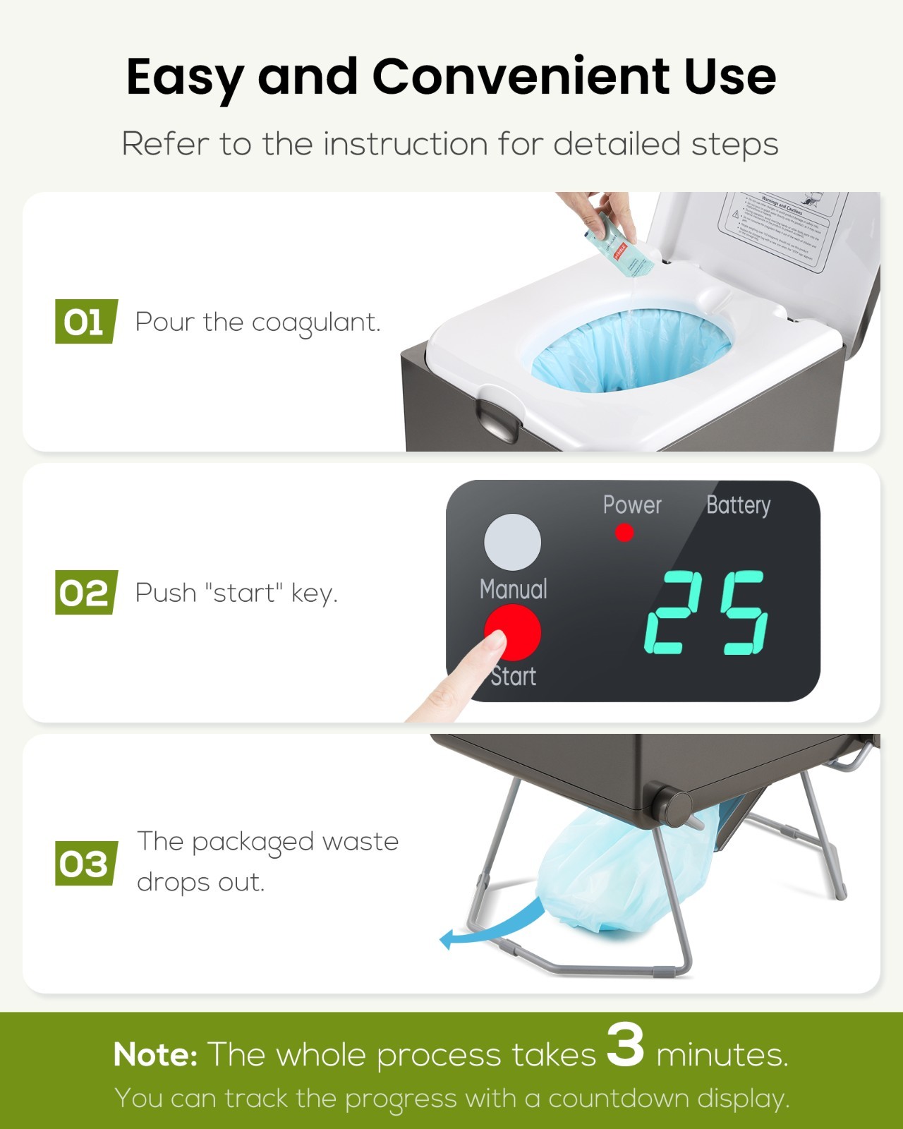 LE-310 Grey Dry Flush Toilet – Waterless, Odorless, Self-Contained Portable