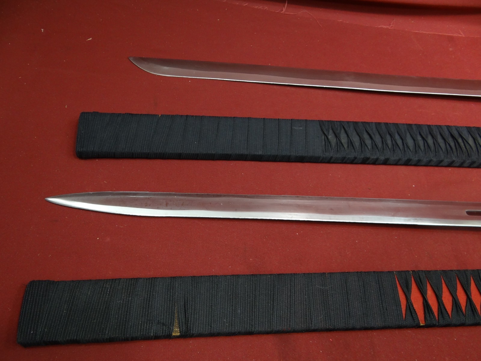 Pair of Contemporary Japanese Type Samurai Swords w/Wood Scabbards
