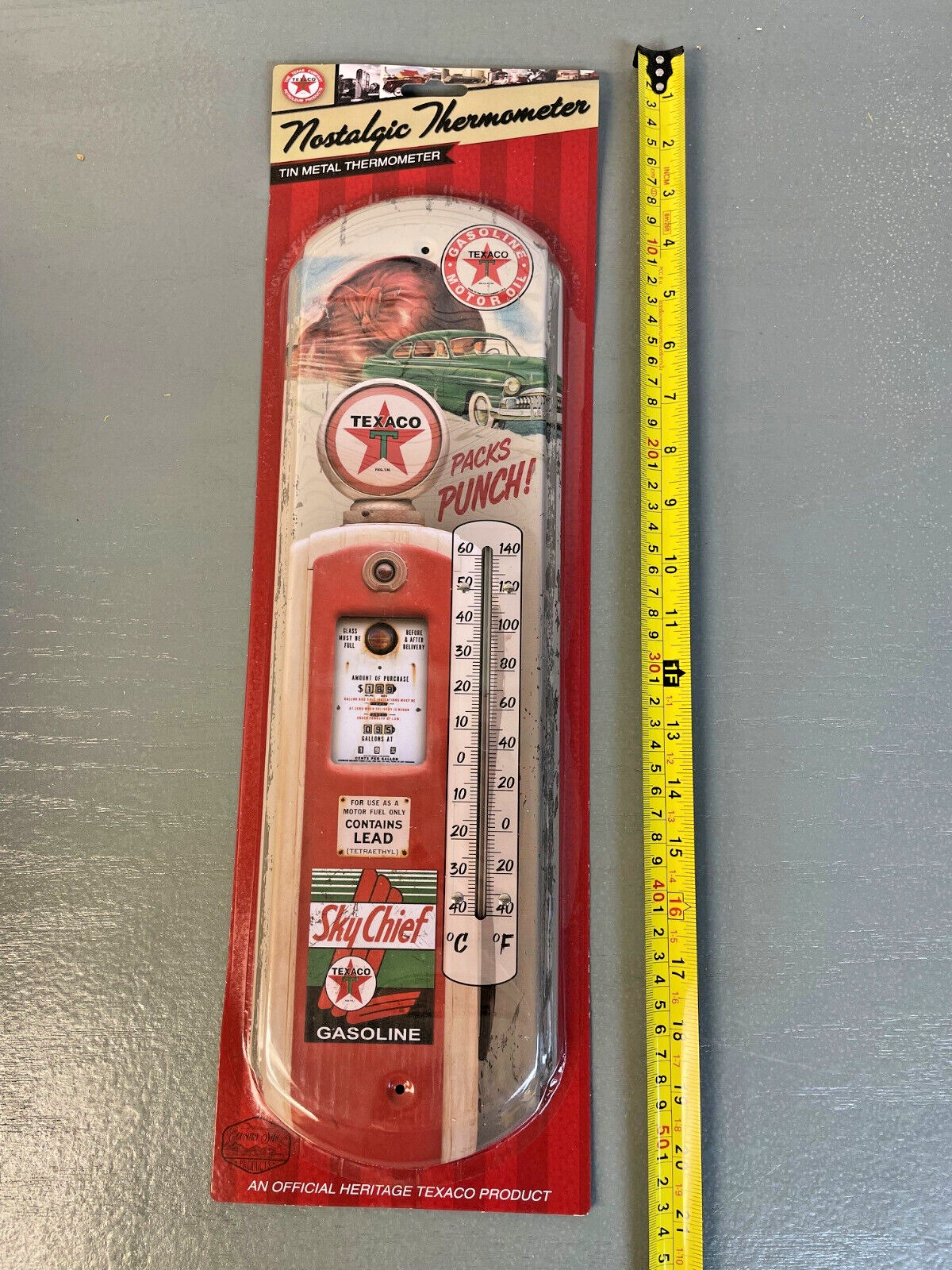 NEW! Sky Chief TEXACO - Indoor Outdoor Metal Tin 17" Thermometer Nostalgic 40266