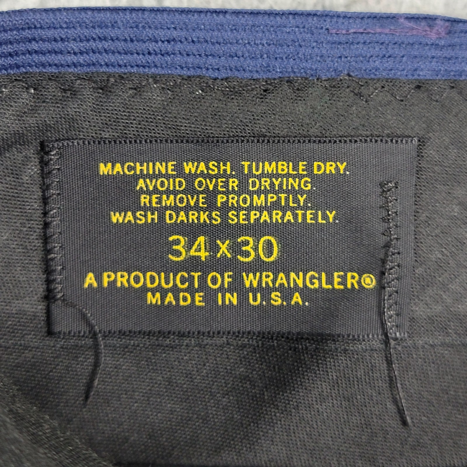 Mr Wrangler Knit Flare pants 34x30 navy blue stripe Dacron polyester 1971 USA