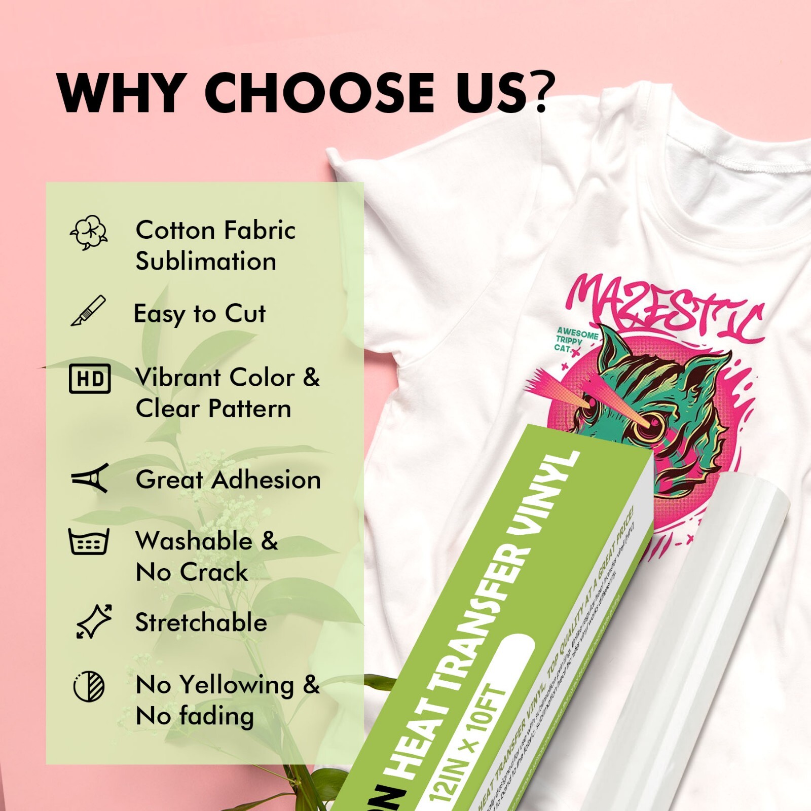 A-SUB Sublimation HTV for Light Cotton 12"x10FT-30FT Clear Matte HTV Vinyl Roll