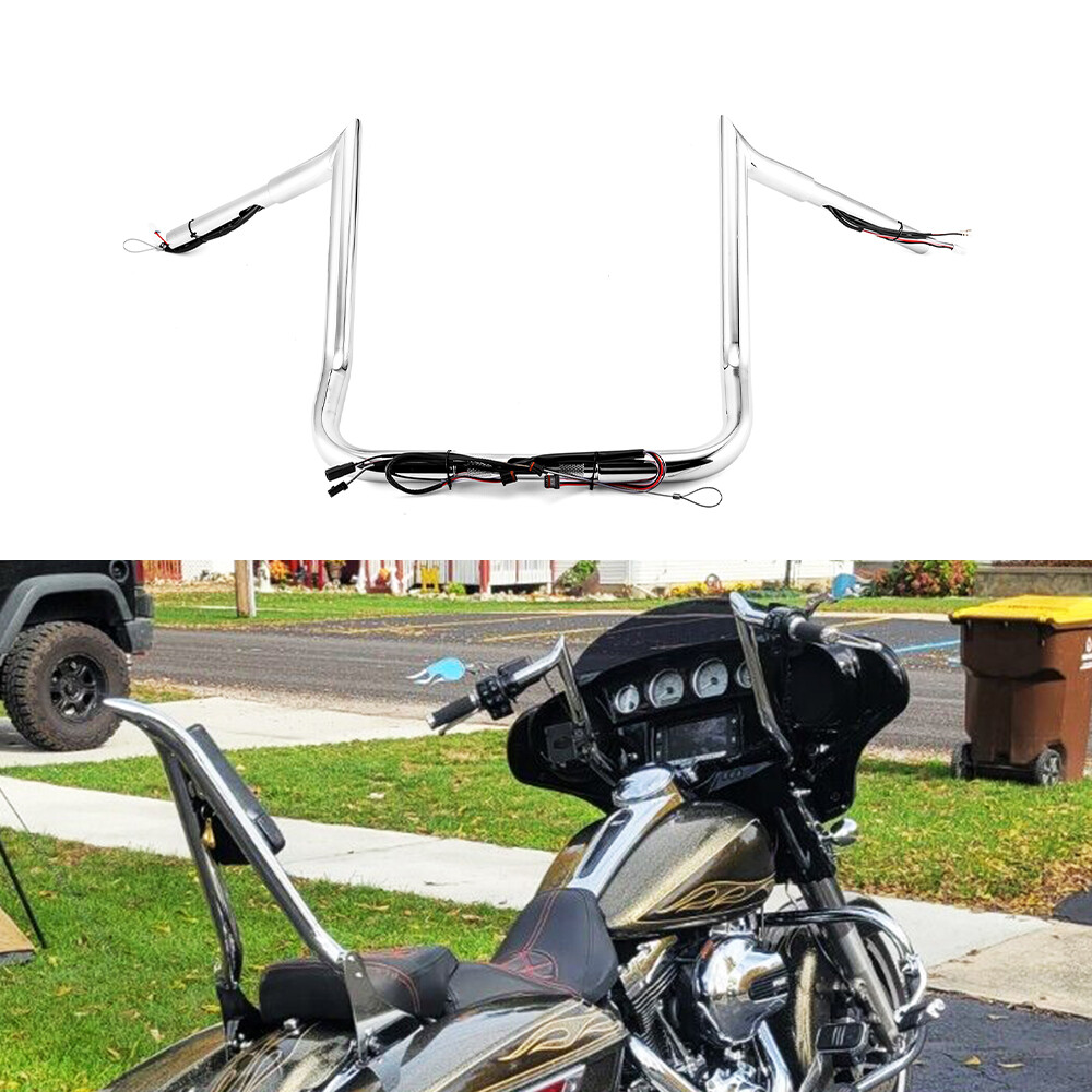 12" Rise PRE-WIRED Ape Hanger Handlebar For Harley Electra Glide Ultra Classic