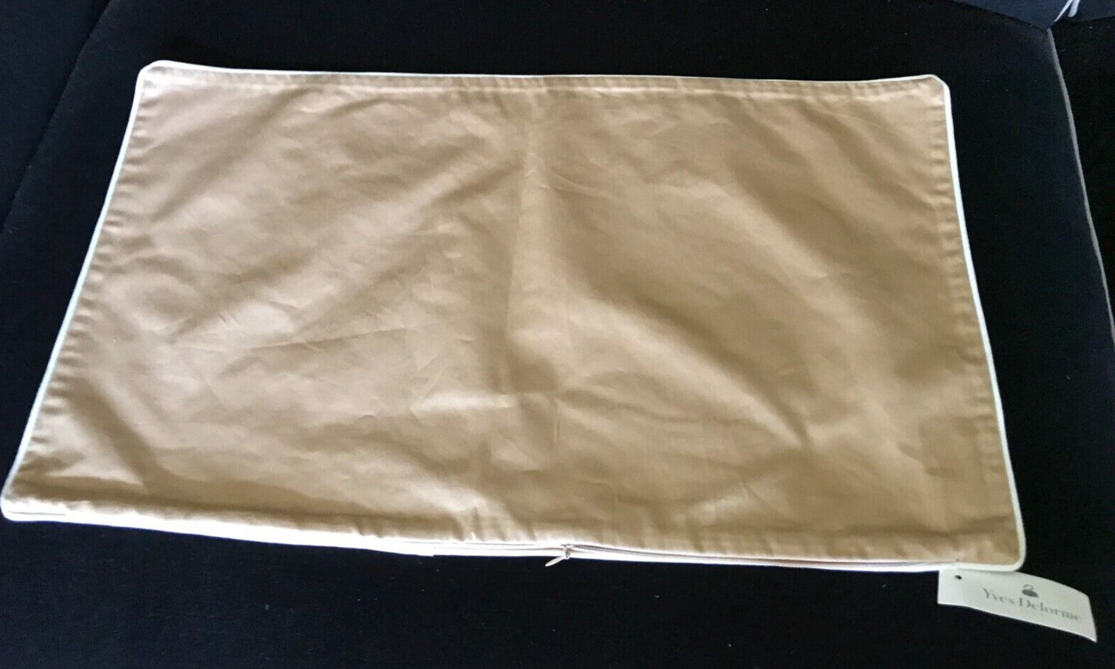 NWT Yves Delorme Accent Throw Cushion Pillow Cover Tan Floral Swirls Embroidery