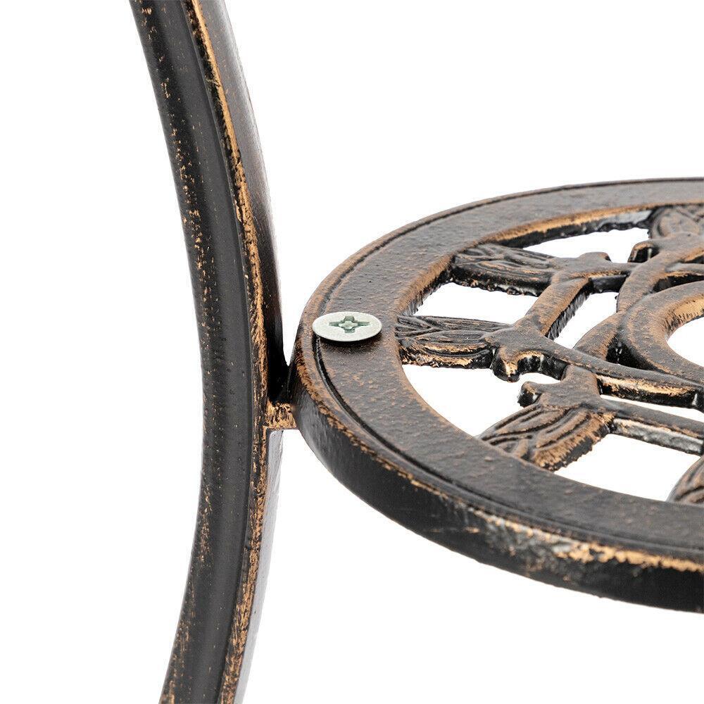 3pc Patio Bistro Dining Furniture Set Outdoor Garden Iron Table Chair Bronze US