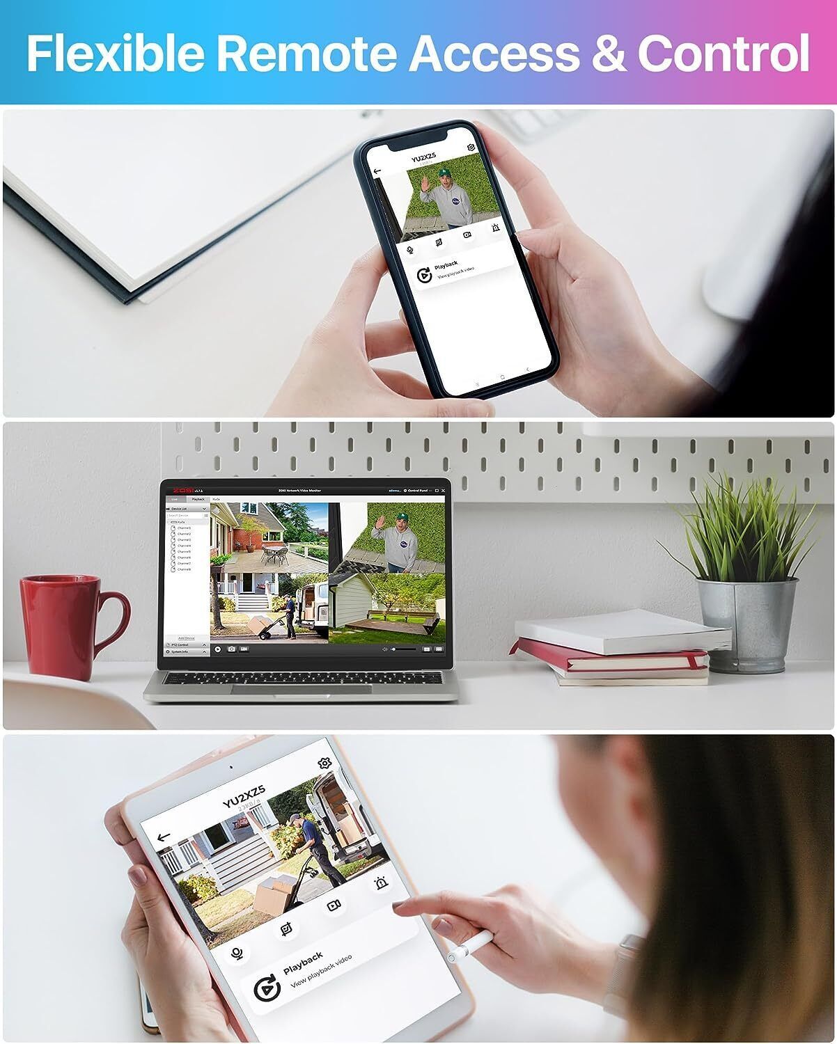 ZOSI 8CH 4MP 2.5K PoE Security Camera System Outdoor Human Detection IP66 2TB