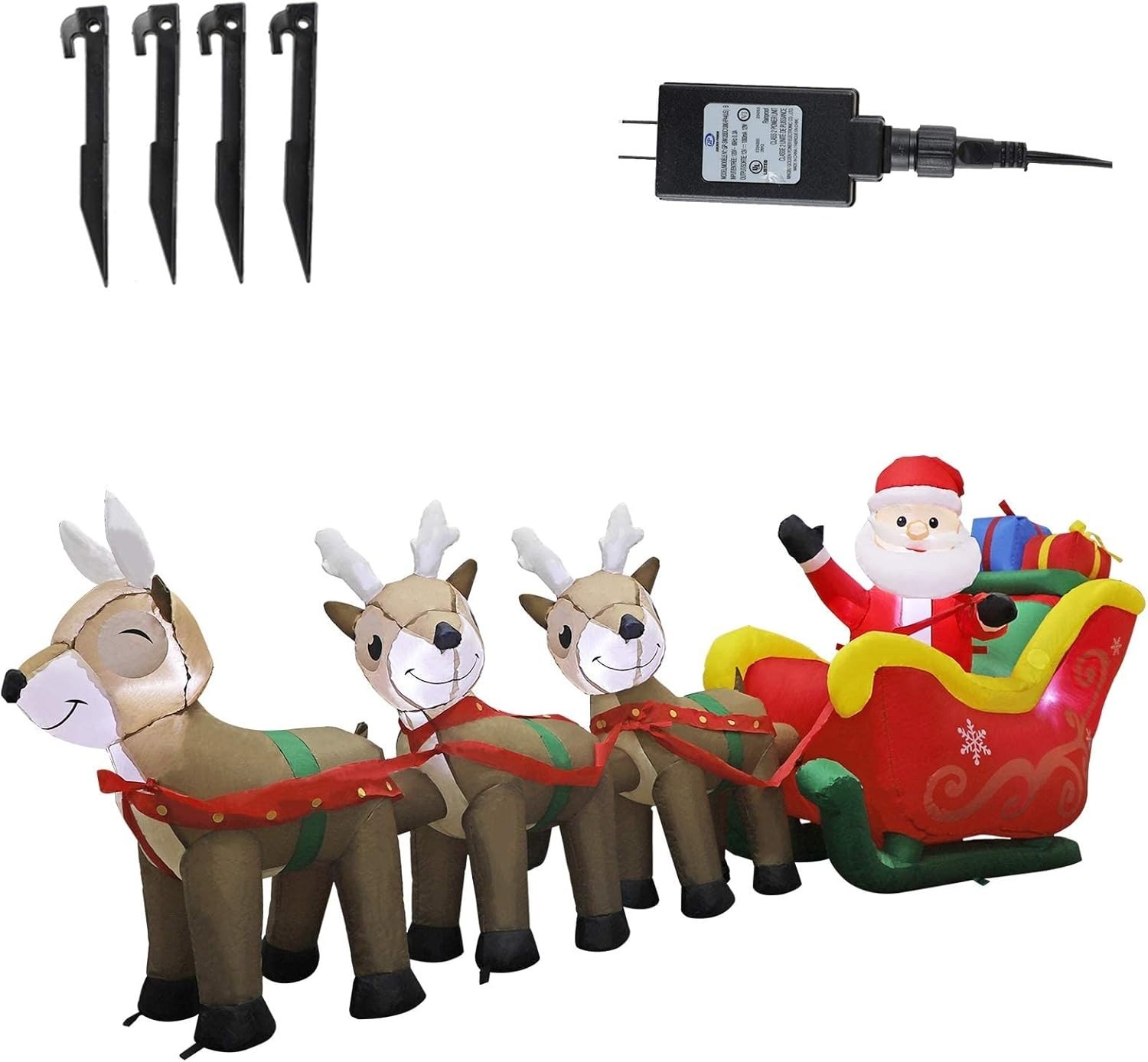 Spectacular 9.5 FT Inflatable Santa Claus with Sleigh & Reindeer - Outdoor Decor