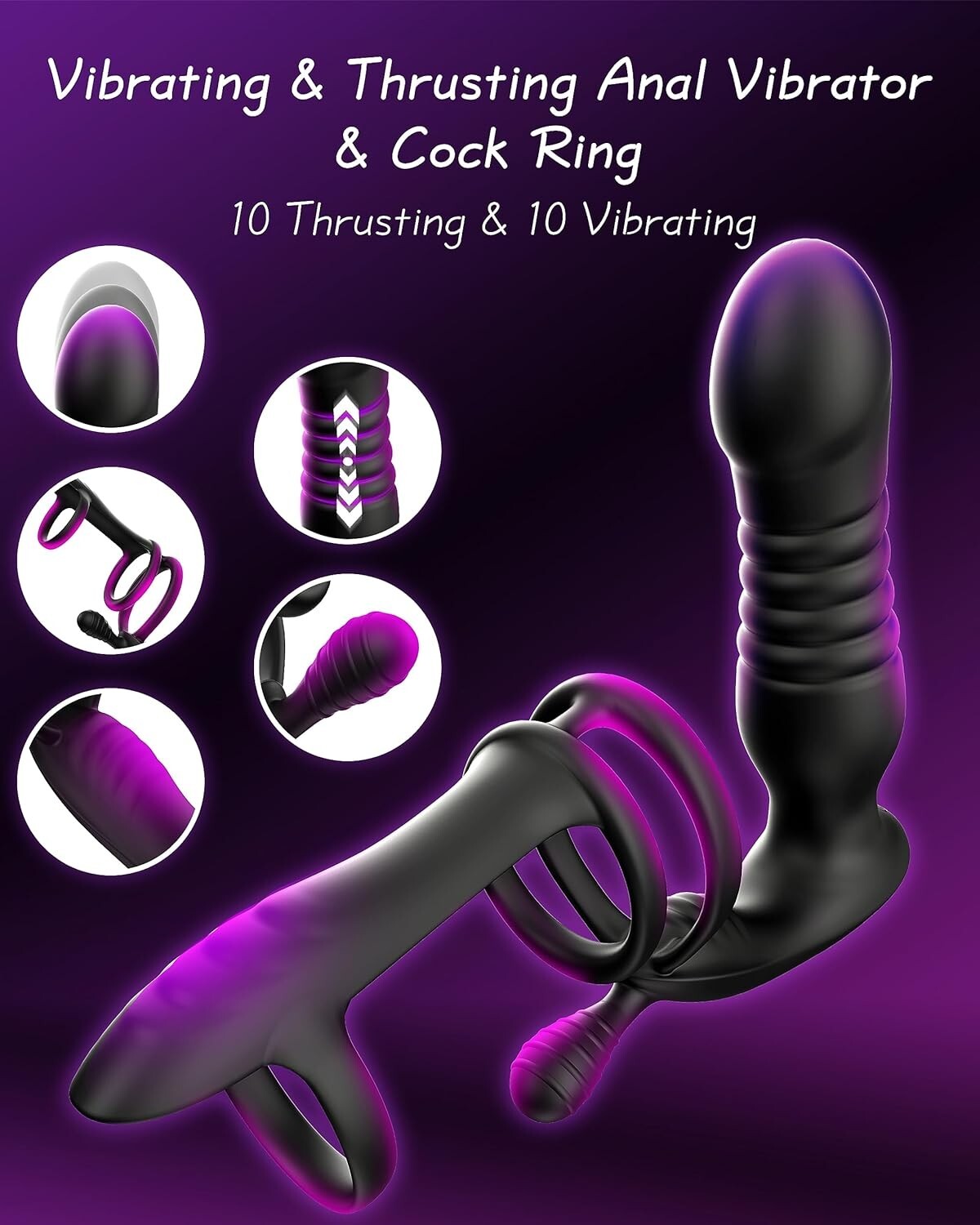 Male Prostate Massager Vibrator Thrusting Anal Butt Plug Dildo Sex Toys for Men