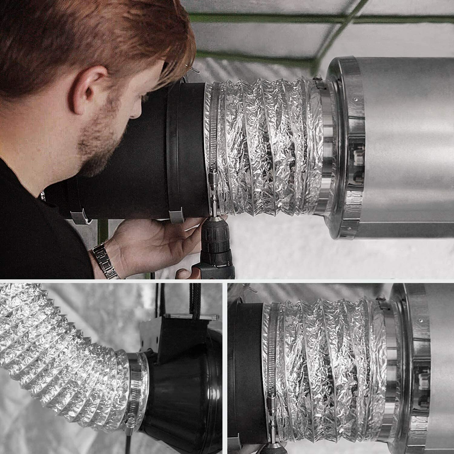 VIVOSUN 4" 25Ft Non-Insulated Flex Air Aluminum Ducting for HVAC Ventilation