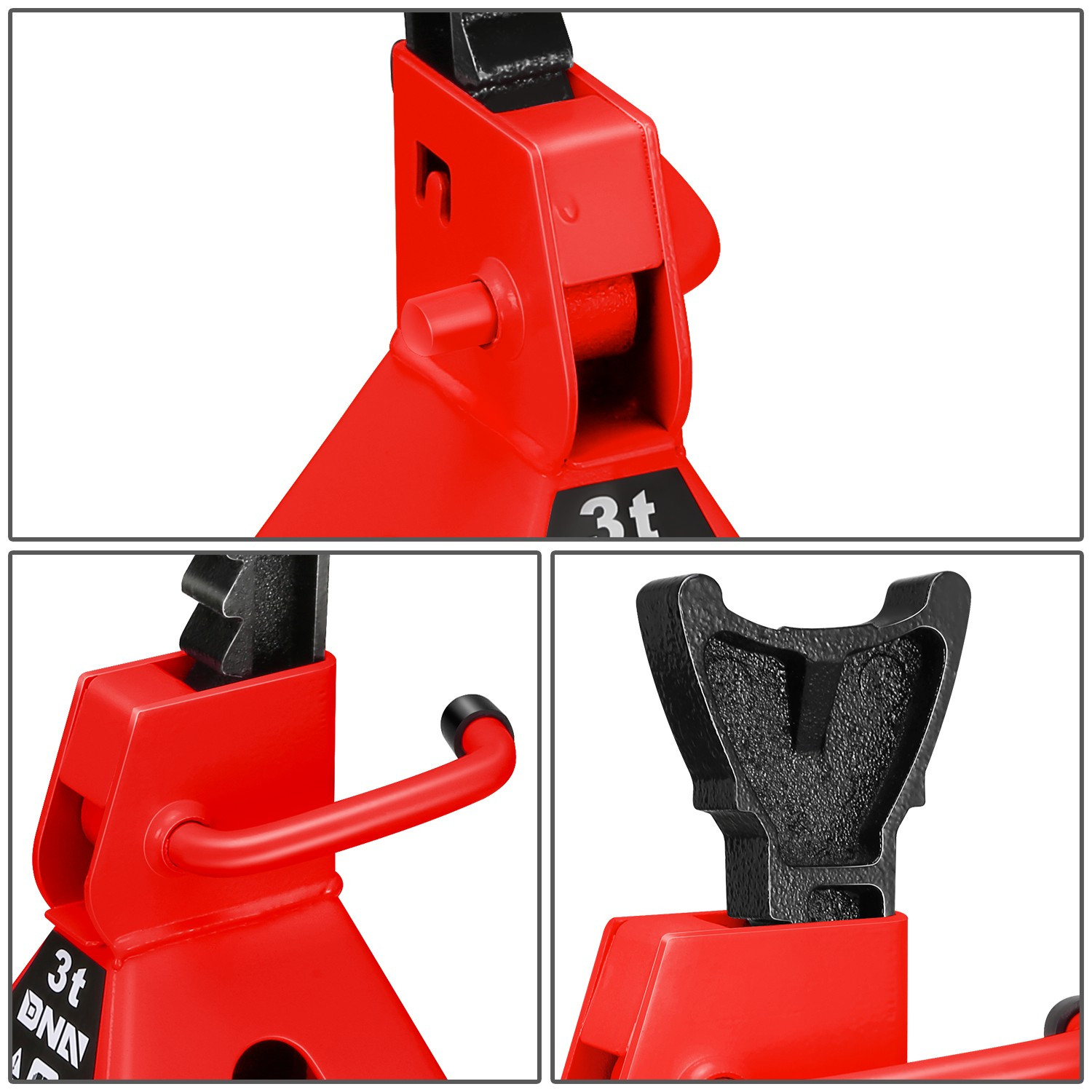 10.8"-15.7" Adjustable Height 3 Ton/6600lbs Car Lifting Jack Stand Red 2Pcs