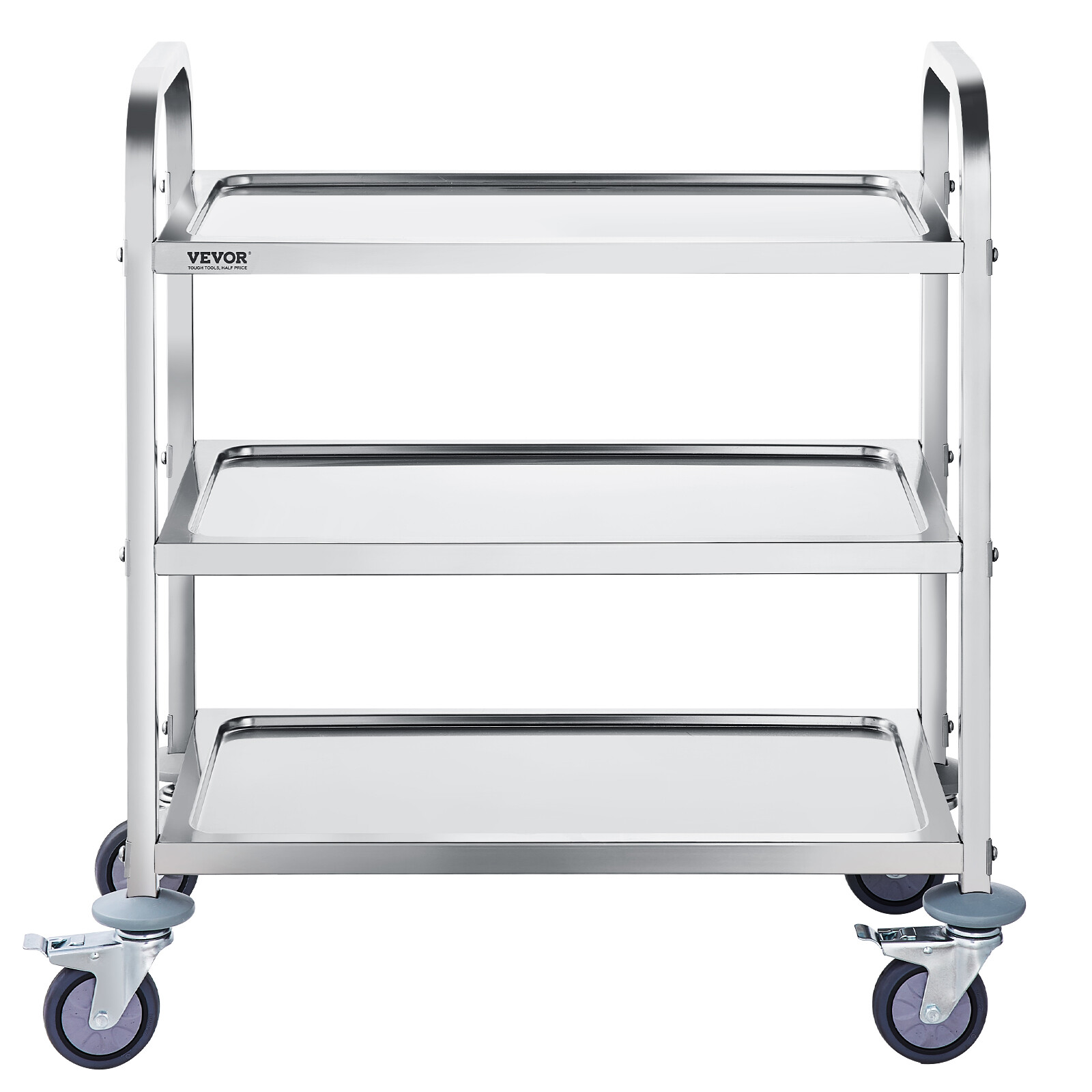 3-Tier Stainless Steel Medical Cart Mobile Trolley 400 lbs for Lab Clinic