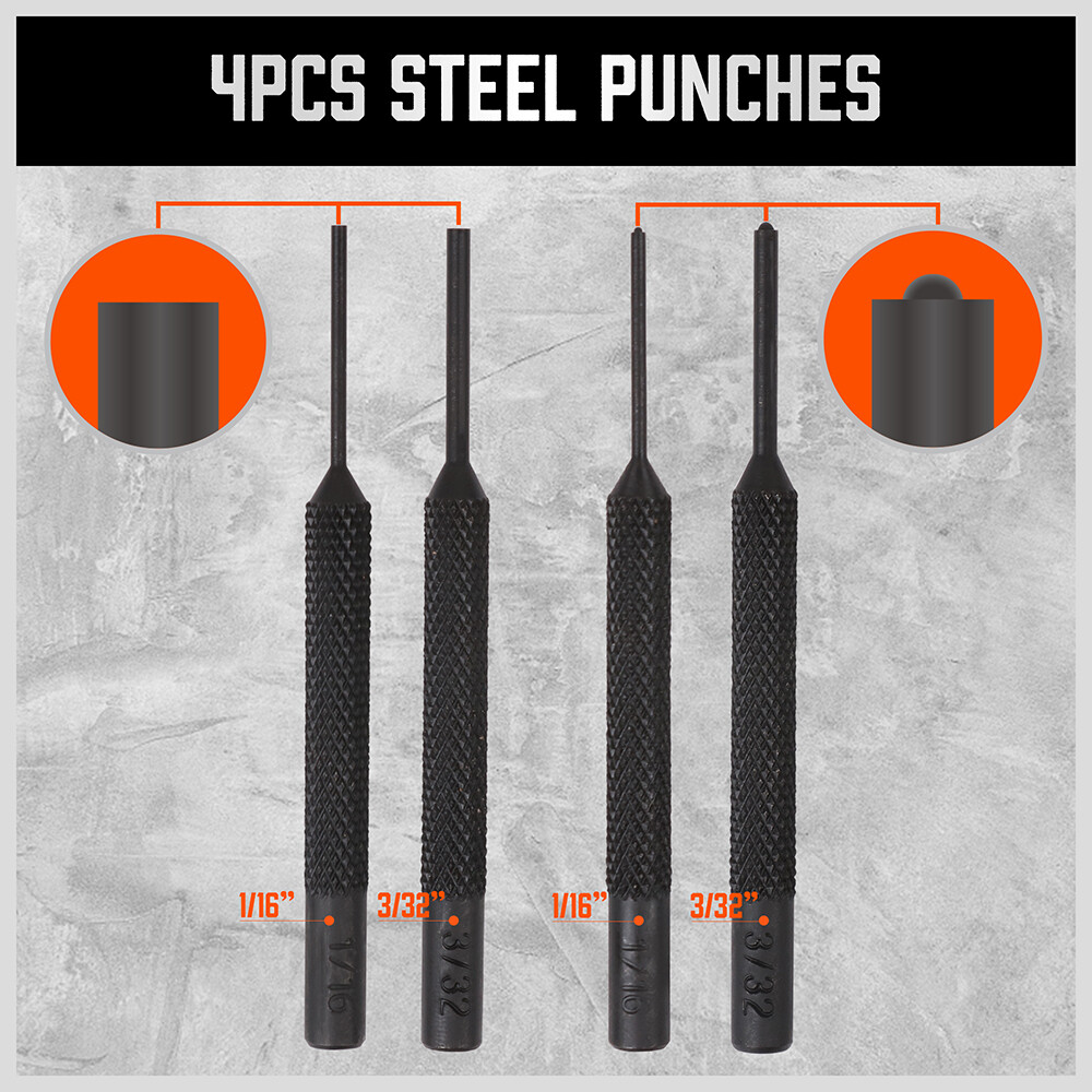 22pcs Pin Punch Set Brass Steel Nylon Punch Hammer Gunsmith Drift Pin Punch Set