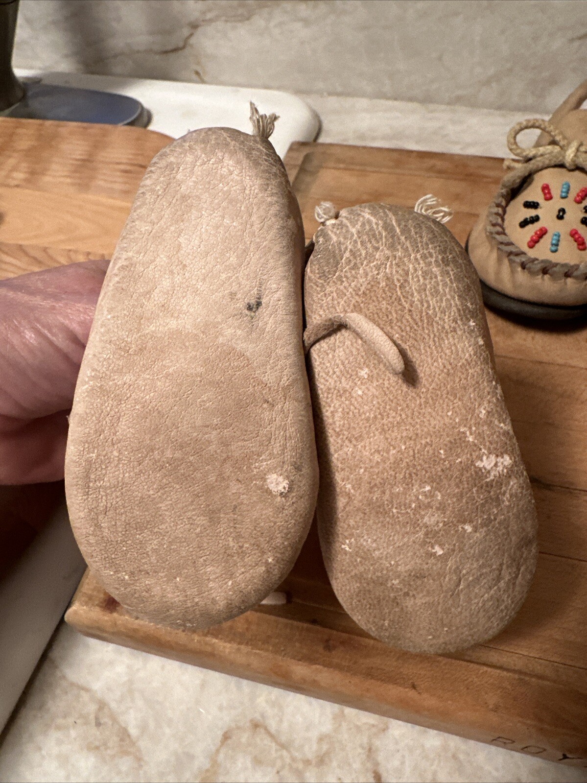 3 Pair Vintage Native Indian moccasins leather beads toddler Western Decor