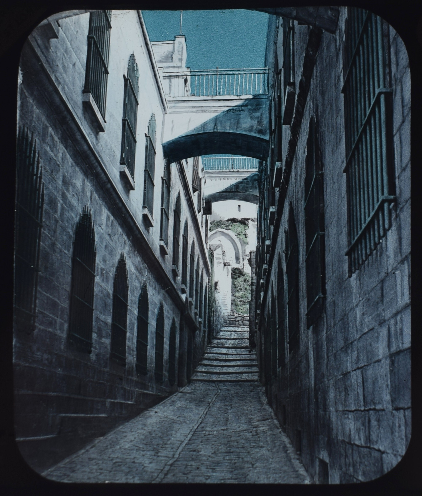 Photo JERUSALEM VIA DOLOROSA AT NIGHT ISRAEL C1890 Magic Lantern Slide