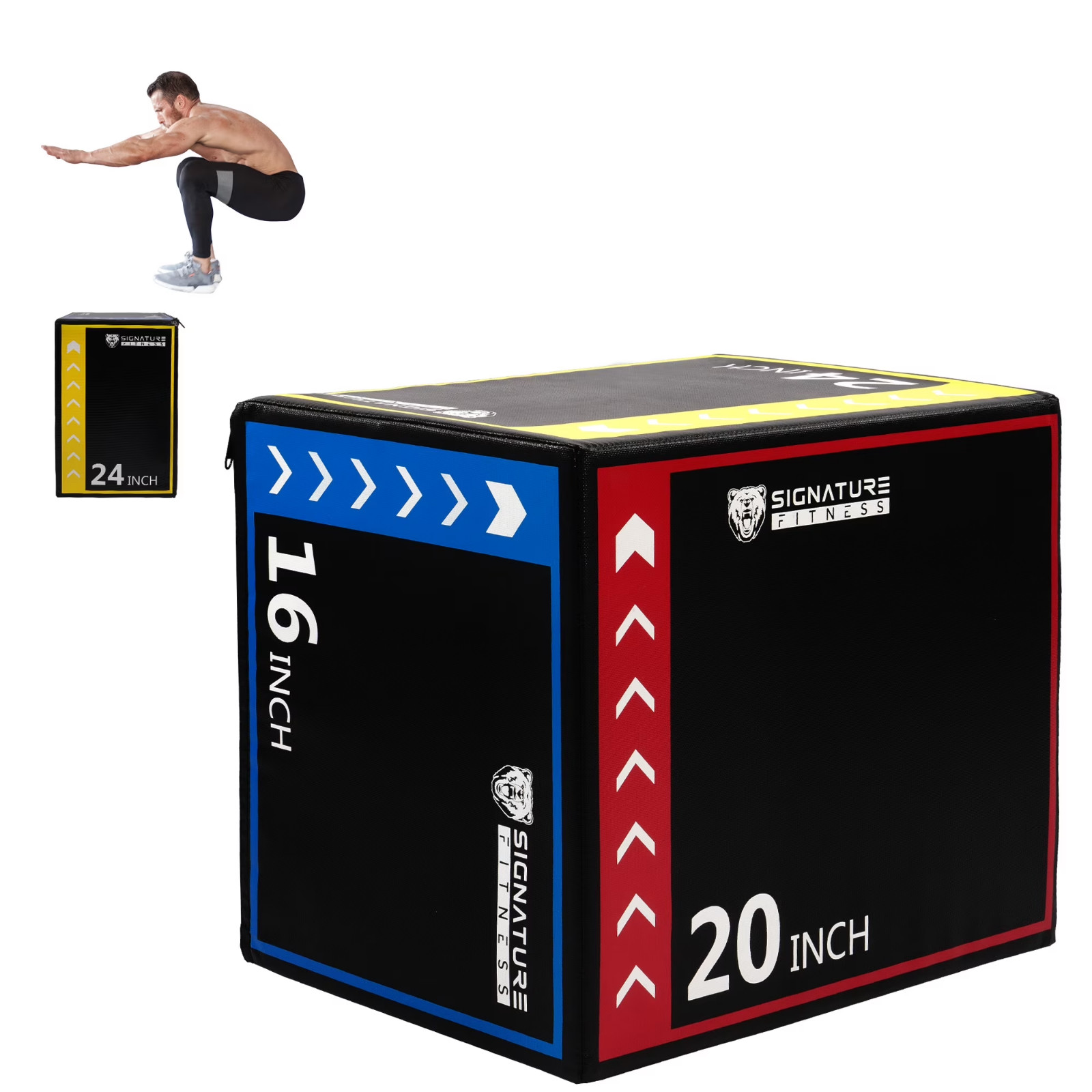 Signature Fitness 3-in-1 Foam Plyometric Jump Box, for Home Gym Training