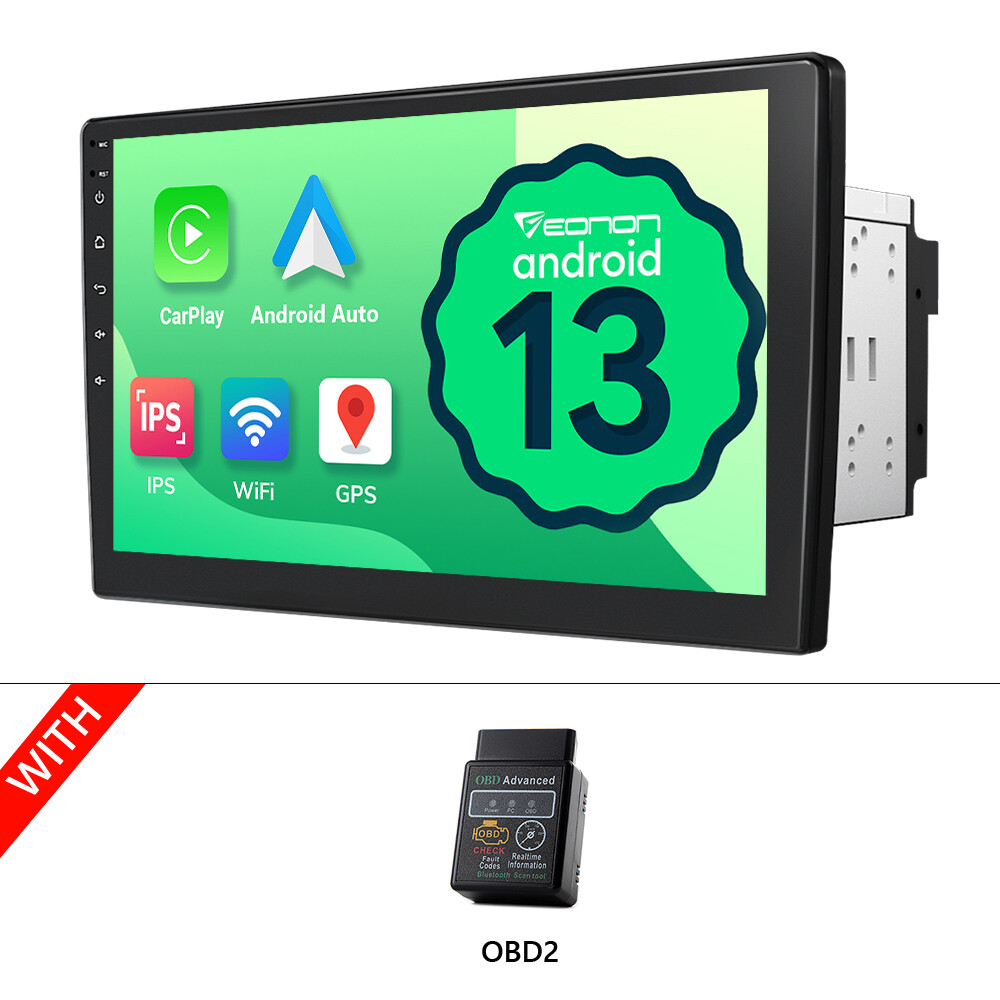 OBD2+In Dash Universal Double 2DIN 10.1" Car GPS Android 13 Stereo Radio CarPlay