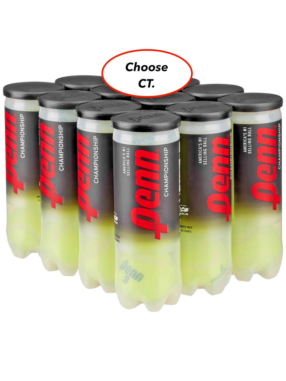 PENN CHAMPIONSHIP EXTRA DUTY LONG WEAR TENNIS BALLS, USTA - ITF APPROVED #1 BALL