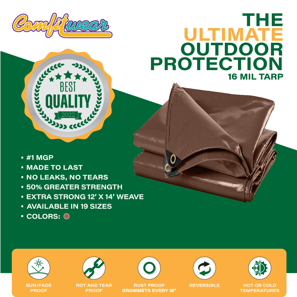 COMFITWEAR Super Heavy Duty Tarp Cover Reinforced Grommet Multi-Use Pool Cover