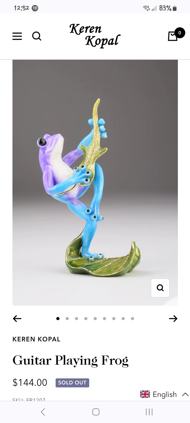 Keren Kopal Collectible Trinket Box  2016 Collection  Guitar Playing Fro G3D