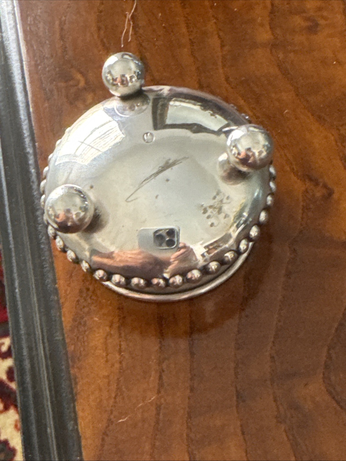 Silver Salt Cellar Beaded Rim ,Ball Footed With Sterling Salt Spoon