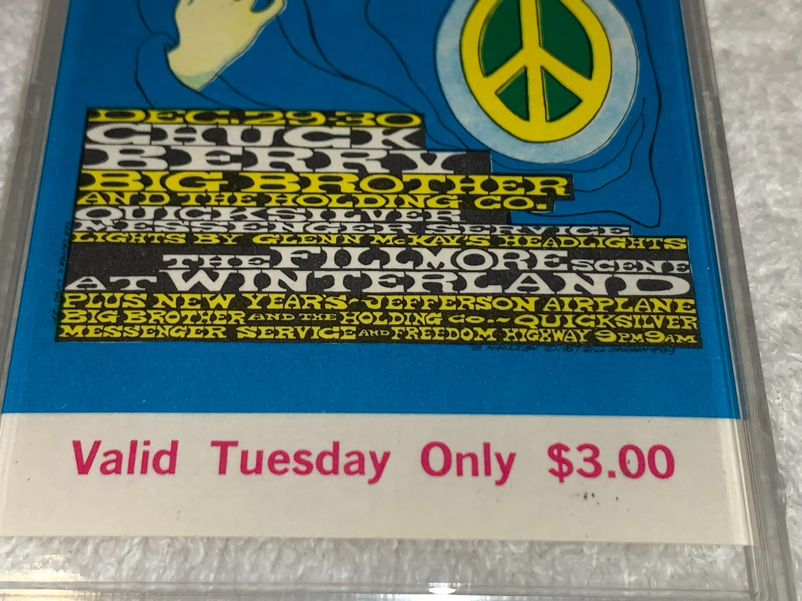 THE DOORS JANIS JOPLIN 1967 TICKET BILL GRAHAM BG99 JIM MORRISON Fillmore USA