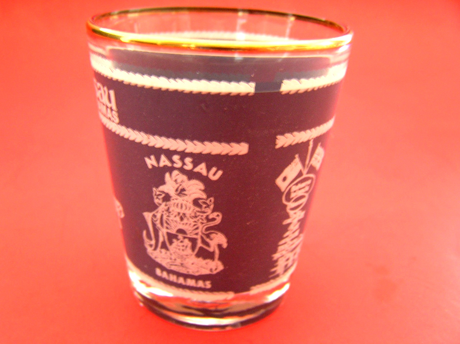 3 Shot Glasses: Nassau Bahamas, US Marine Corps Logo and Delta Gamma Sorority
