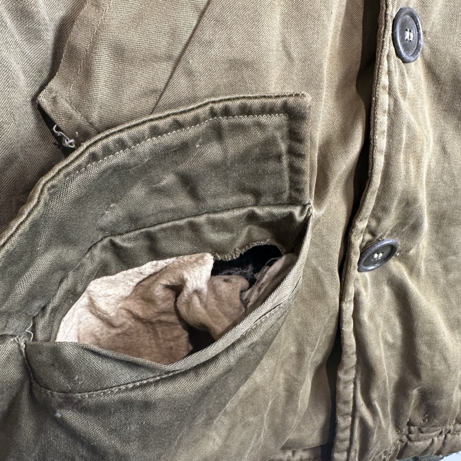 VTG WWII US Military B-9 Parka Cold Weather Jacket L Altered Distressed