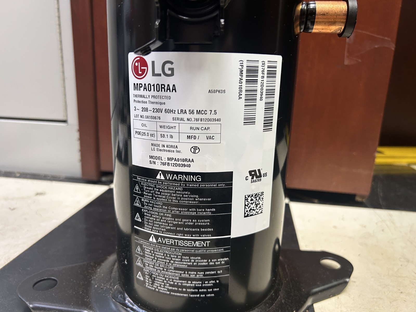 LG MPA010RAA Scroll Compressor