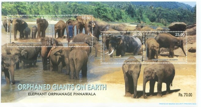 Sri Lanka Stamp Mini Sheet Orphaned Giants Elephant Orphanage Pinnawala MNH