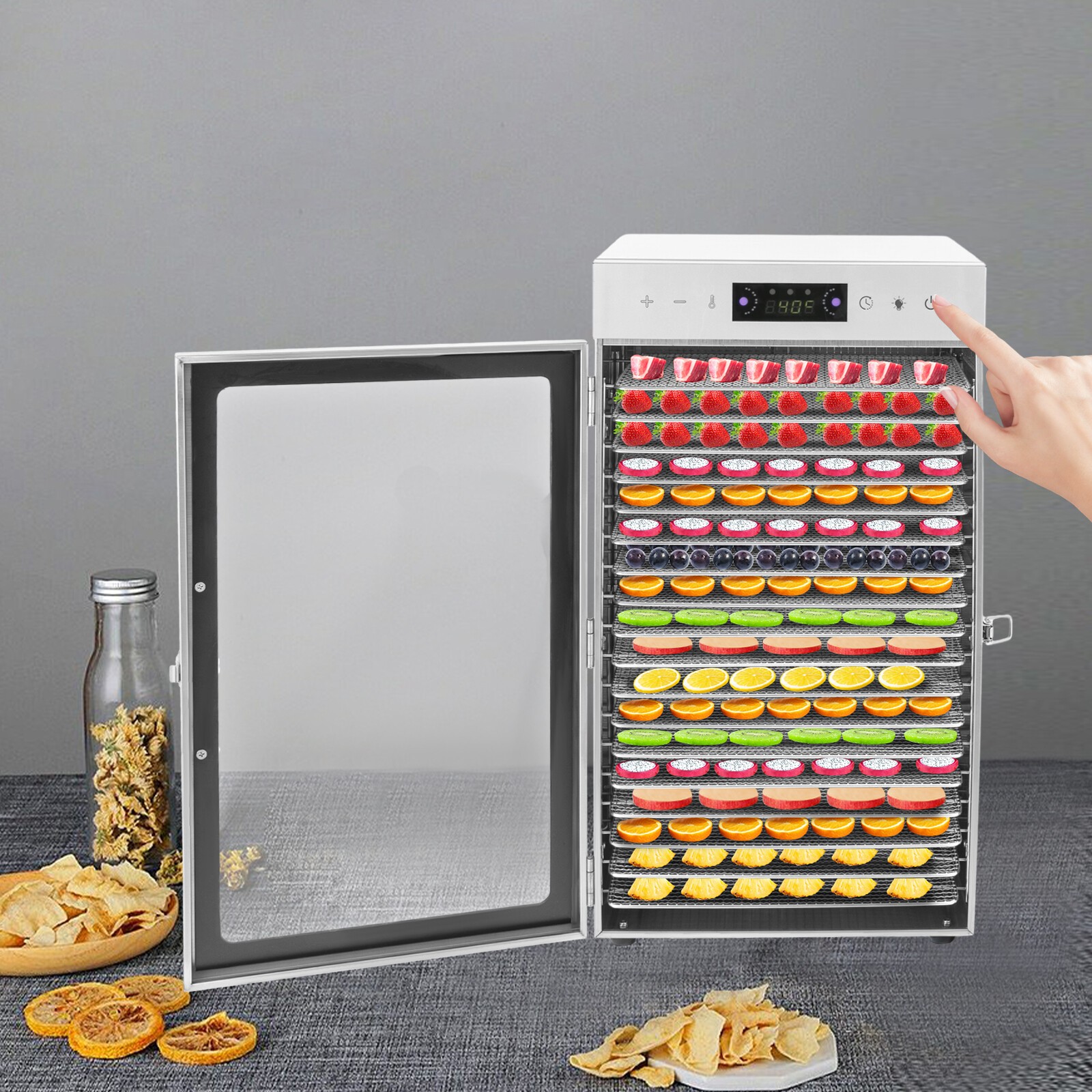 Commercial Dehydrator 18 Stainless Steel Trays Fruit Vegetable Food Dry Machine