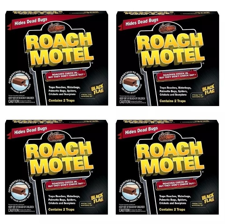 8 PK Black Flag Roach Motels Cockroach Bug bait Glue Trap Spider Motel