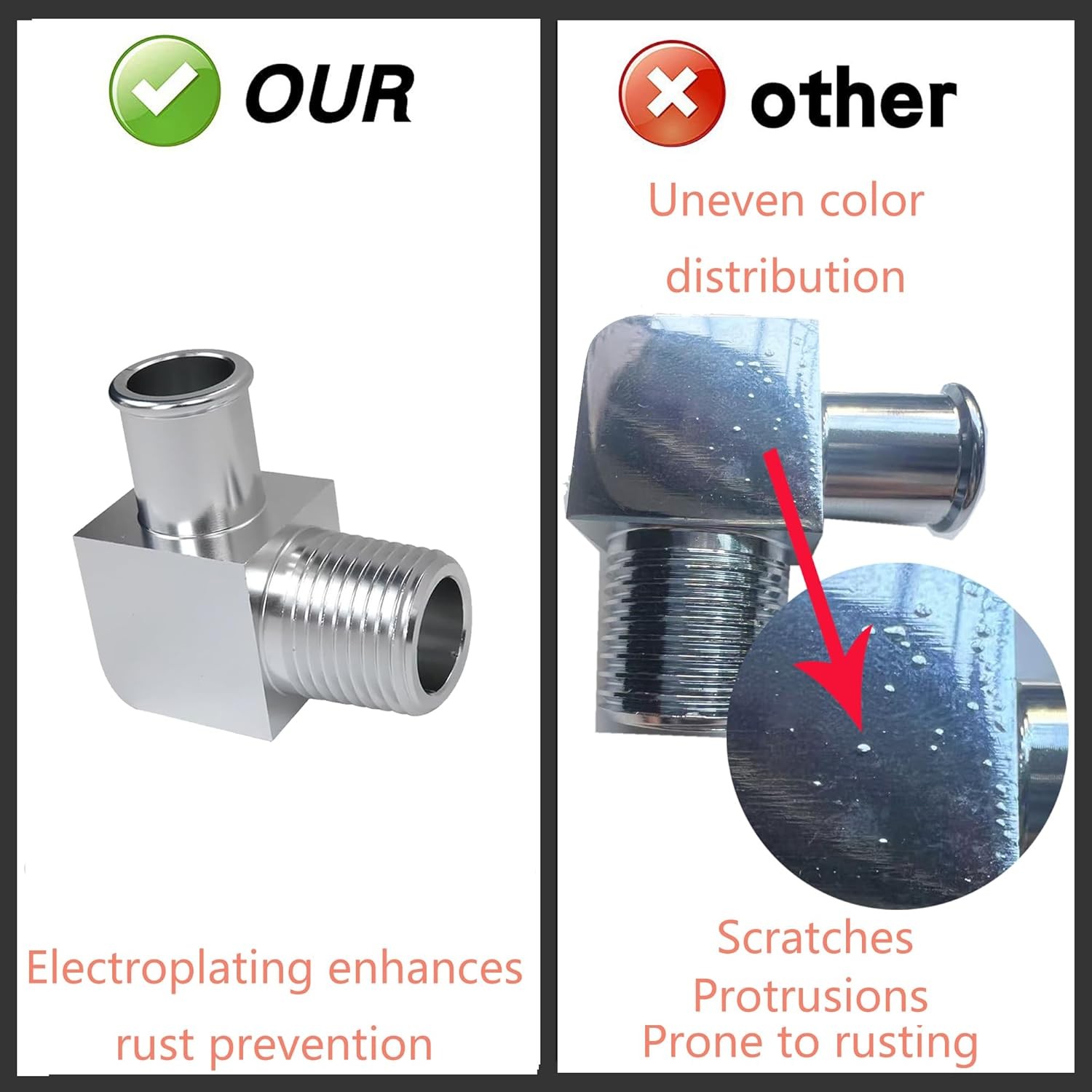 Heater Hose Fitting, Aluminum Alloy Heater Hose Adapter 90 Degree Connector 1/2