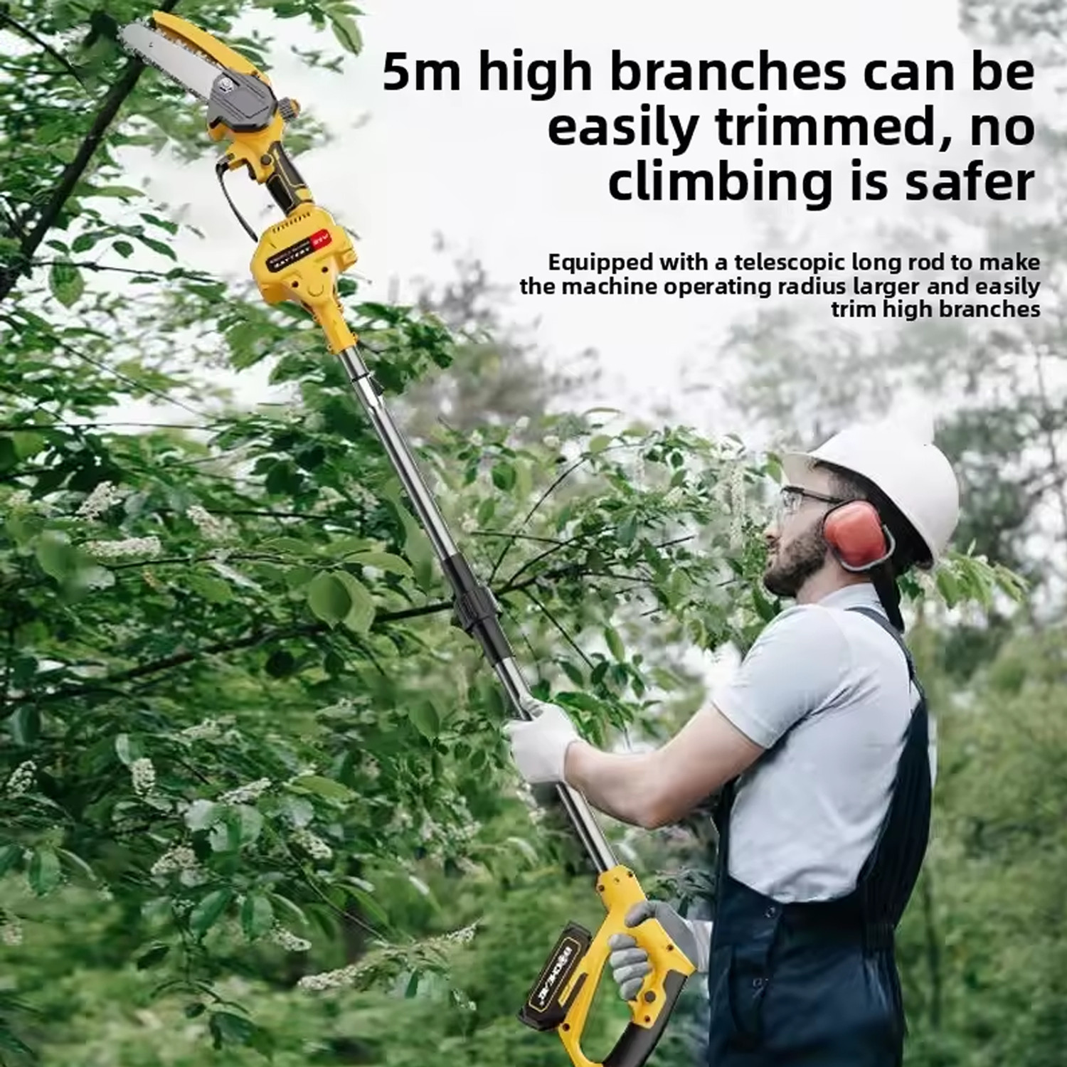 2 in 1 Cordless Pole Saw & Mini Chainsaw 6 inch Brushless Electric Chain Saw US