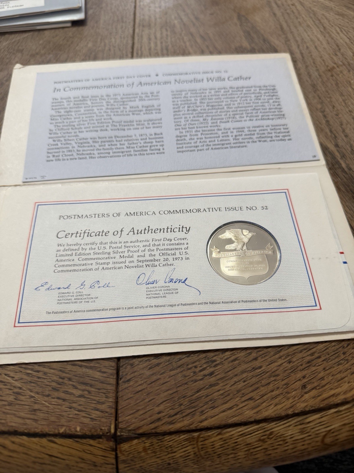 (5) postmasters of america medallic first day covers.