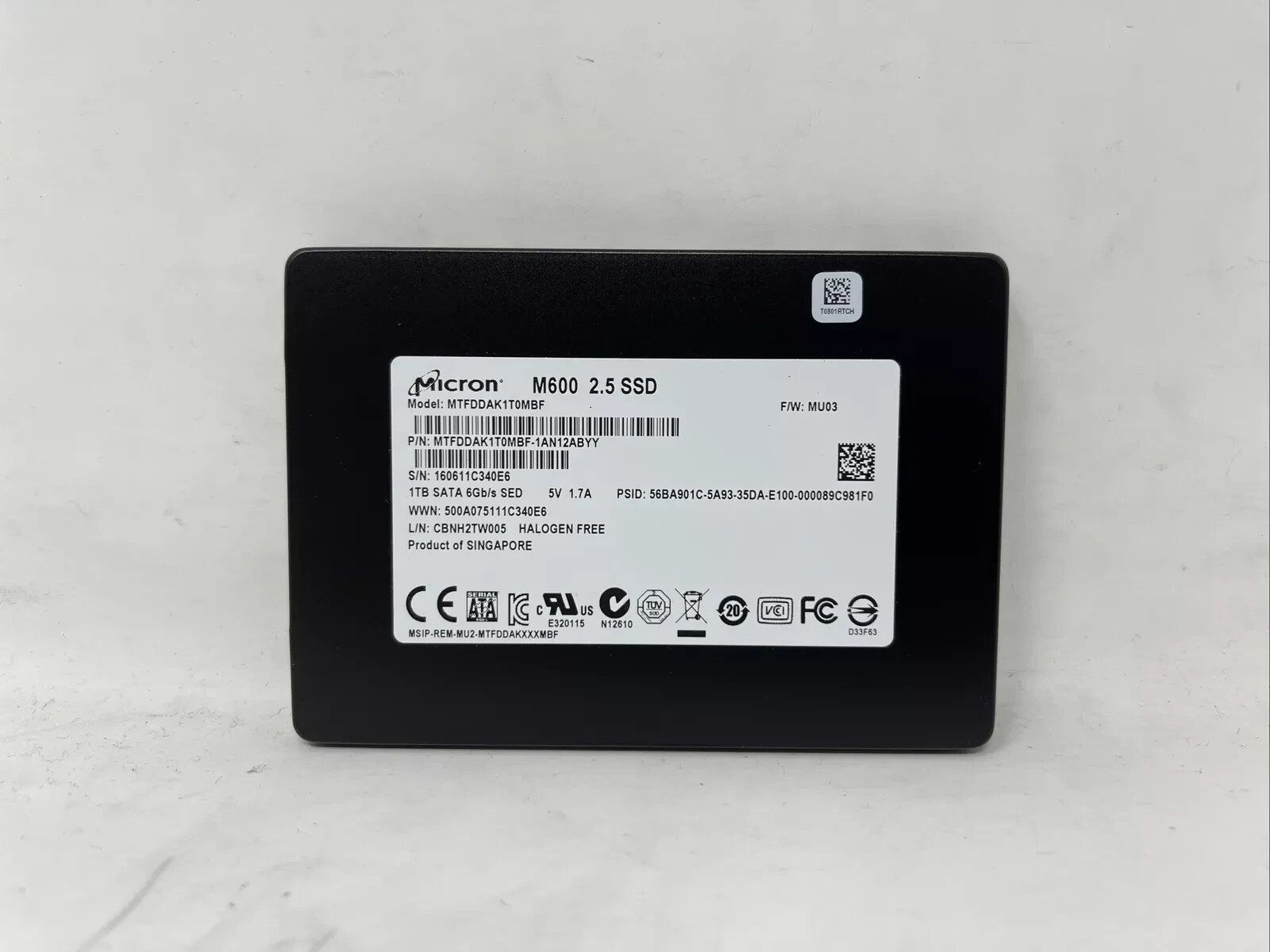 Micron M600 1TB SSD SATA 6Gb/s MTFDDAK1T0MBF 2.5" - GRADE A, TESTED AND WIPED